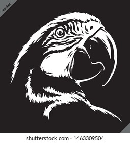 black and white linear paint draw parrot illustration art