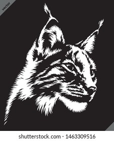 black and white linear paint draw lynx illustration art