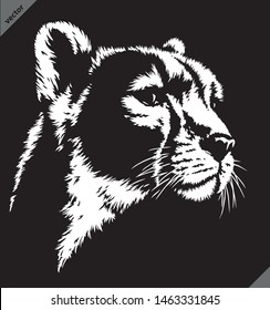 black and white linear paint draw cheetah illustration art
