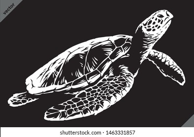 black and white linear paint draw turtle illustration art