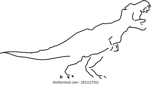 Black White Linear Paint Draw Dinosaur vector illustration graphic design