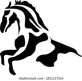 Dibujo de pintura lineal blanca negra Dibujo de vector de caballo diseño gráfico