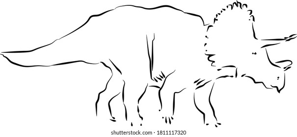 Black White Linear Paint Draw Dinosaur vector illustration graphic design