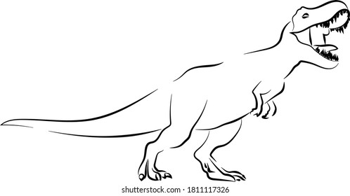 Black White Linear Paint Draw Dinosaur vector illustration graphic design