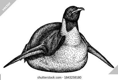 ilustración de pingüino con dibujo lineal blanco y negro