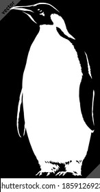 black and white linear paint draw penguin vector illustration art
