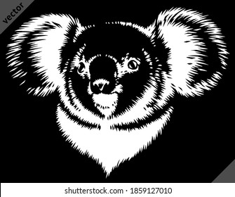 black and white linear paint draw koala vector illustration art