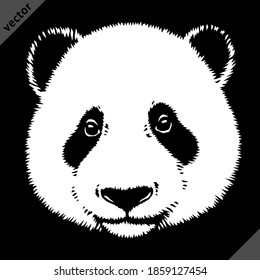pintura lineal blanca y negra dibujar panda ilustración vectorial arte