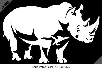 black and white linear paint draw rhino vector illustration art