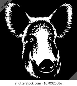 black and white linear paint draw hog vector illustration art