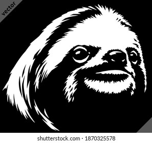 black and white linear paint draw sloth vector illustration art