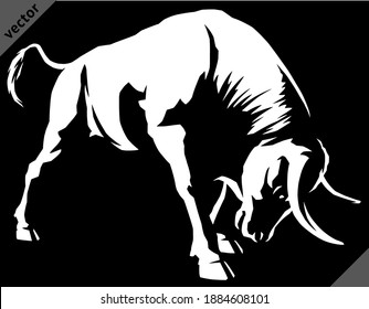 black and white linear paint draw bull illustration vector art