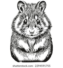 Hámbulos de ilustración de hámster con dibujo lineal blanco y negro
