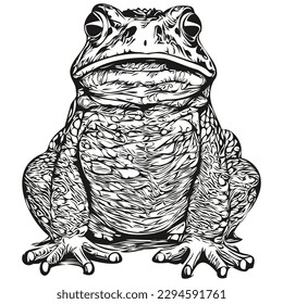 Black   white linear paint draw frog vector illustration toad
