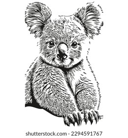 Black and white linear paint draw Koala vector illustration koala bear

