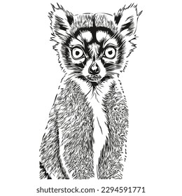 Lineare Schwarzweißfarbe Lemur Vektorgrafik Lemurs
