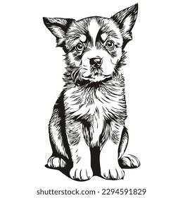 Black and white linear paint draw puppy vector illustration puppies
