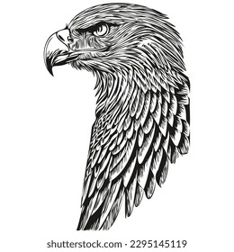 Black   white linear paint draw eagle vector illustration bird
