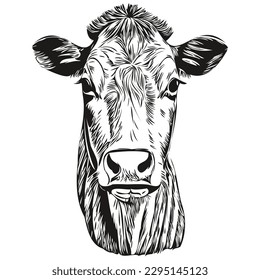 Dibujo de pintura lineal blanco y negro de la vaca ilustración de la vaca
