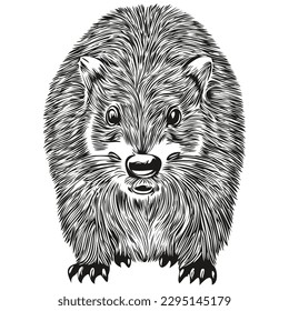 Black and white linear paint draw beaver vector illustration beavers
