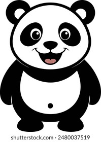 Dibujo De Pintura Lineal En Blanco Y Negro Panda Ilustración vectorial