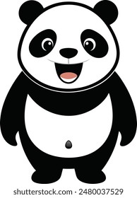 Schwarz-Weiß Linear Paint Draw Panda Vektorillustration
