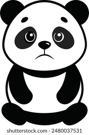 Black And White Linear Paint Draw Panda Vector Illustration