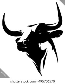 black and white linear paint draw bull vector illustration