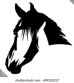 black and white linear paint draw horse vector illustration