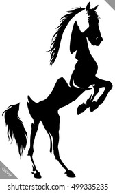 black and white linear paint draw horse vector illustration