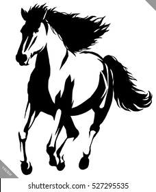 black and white linear paint draw horse vector illustration