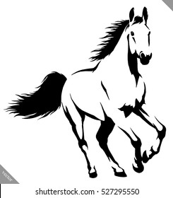 black and white linear paint draw horse vector illustration