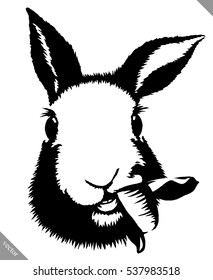 black and white linear paint draw rabbit vector illustration