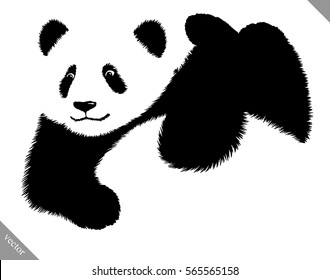 Schwarz-Weiß-Linearfarbe, Panda, Vektorgrafik