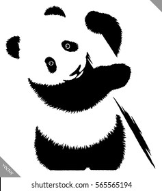 black and white linear paint draw panda vector illustration