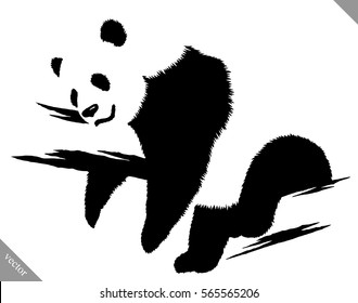 black and white linear paint draw panda vector illustration