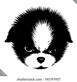 black and white linear paint draw dog vector illustration