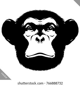 black and white linear paint draw monkey vector illustration