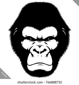 black and white linear paint draw monkey vector illustration