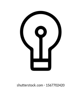 black and white, linear, simple, minimalist, outlined, linear idea, lamp icon vector. 