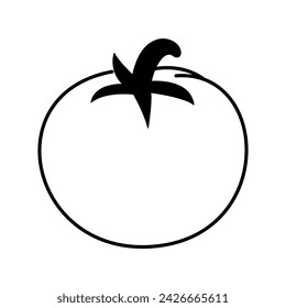 Black and white linear tomato icon