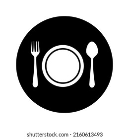 black and white lined up spoon and fork icon vector design.