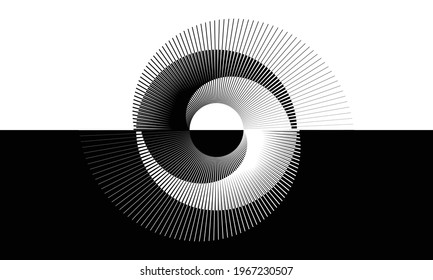 Fondo abstracto de líneas en blanco y negro. Símbolo Yin y yang. Concepto de día y noche.