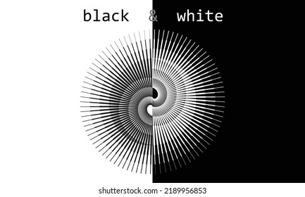 Black and white lines abstract background. Yin and yang symbol. Day and night concept.