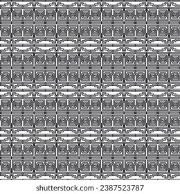 Líneas blancas y negras de estilo antiguo estilo gris sin fisuras. Fondo vectorial de moda. Repetir el trasfondo étnico tribal. Ornate bordea ornamentos con símbolos antiguos de grecia, signos. Llave griega, serpenteantes.