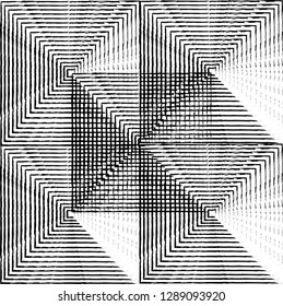 Black and white lines crossed and overlapped. Vector background. shape line building hand drawing for wallpaper or background. Art black and white.