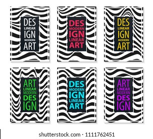 Black and white lines. Musical waves, equalizer. 3d abstract vector background. Linear art. Motion design.