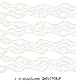 Schwarze und weiße Linien nahtlos Topographische Kartenmuster, Topographie-Linienkarte. Nahtloses Muster mit Linien Topographische Karte. Geografisches Bergreliefdiagramm Linienwellenschnitt