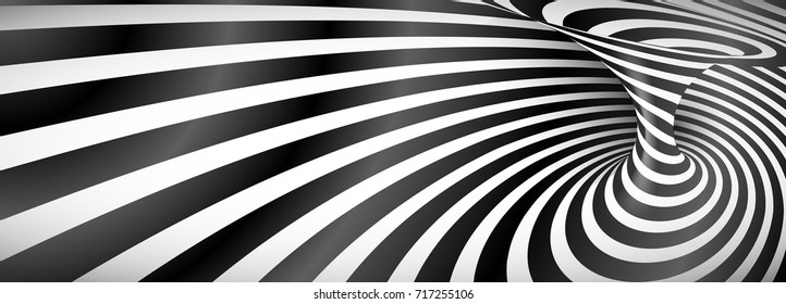 Black and white lines vortex horizontal background