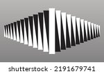 Black and white lines in zigzag like domino with shadow with perspective.